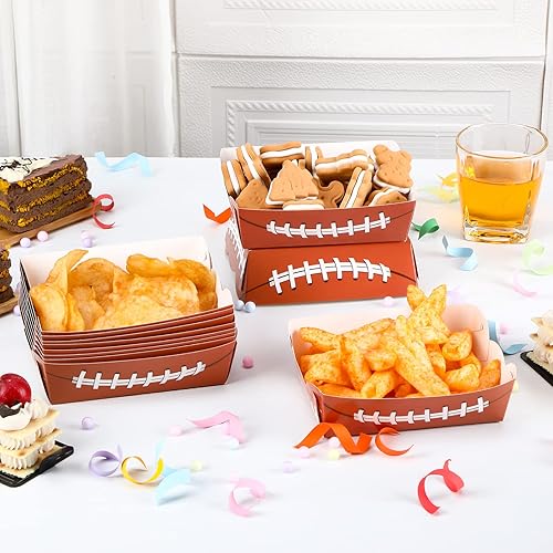 Miniatura 3 de Hoolerry Decoraciones de fiesta de fútbol de 2 libras, platos de fútbol desechables, botes de alimentos, bandejas para servir, fiestas deportivas,