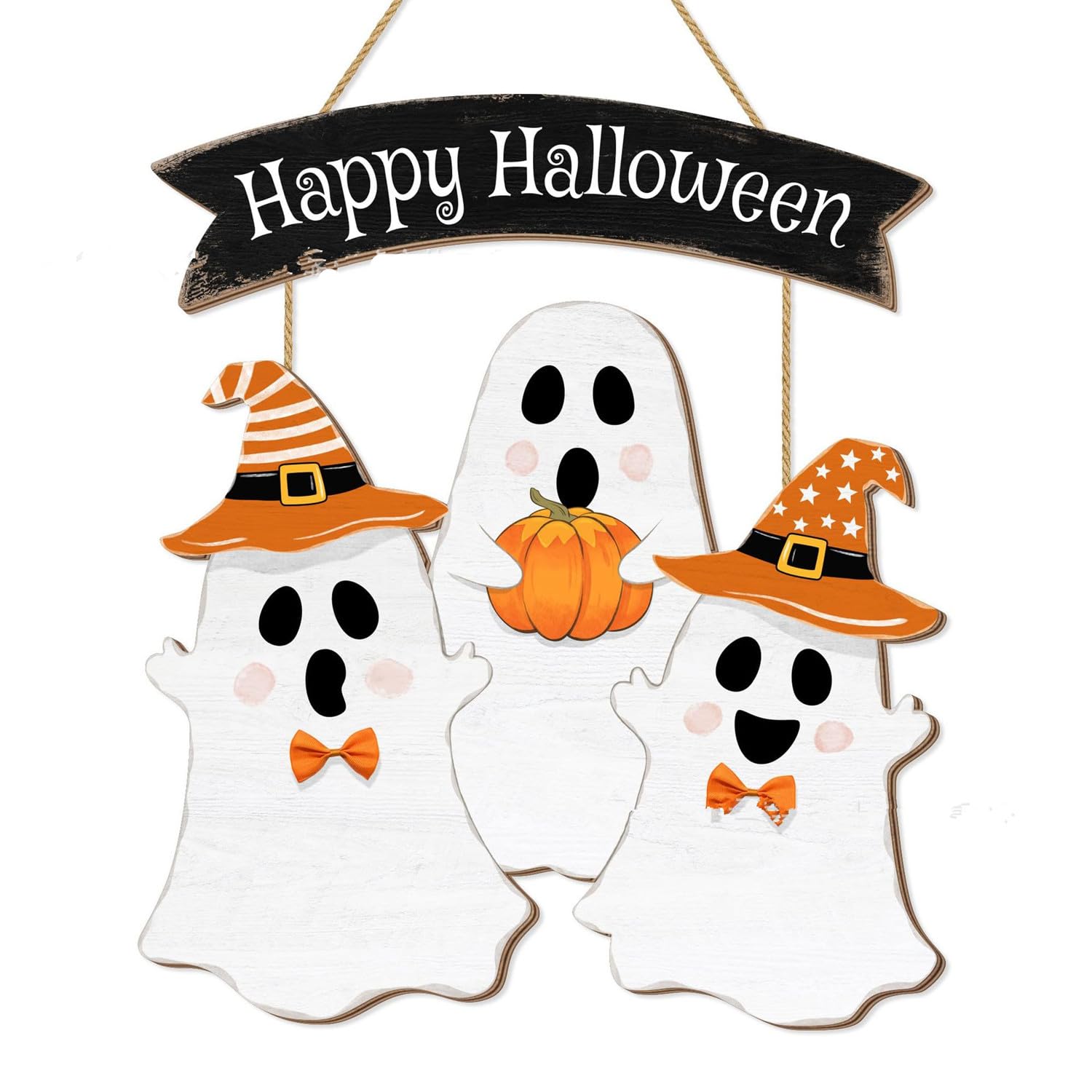 Zomtier Halloween decoration door wreath 32cm, welcome wreath ghost Halloween decoration indoor outdoor for front door, wall decoration, party