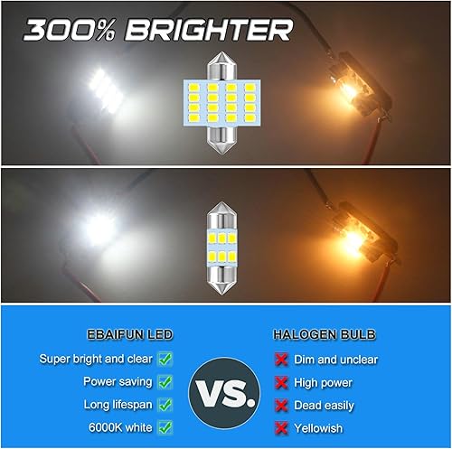 Miniatura 4 de Bombilla LED de 12 V DE3175 DE3175LL de 1.142 in, 1.181 in, 1.220 in, festoon 3175 DE3022 DE3021 3022 3021, blanco, 160 lúmenes320 lm para