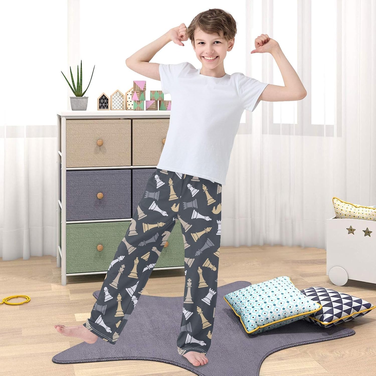 Grey Chess Pieces Pajama Pants Pajama Bottoms Soft Sleep Pjs Lounge Pants L