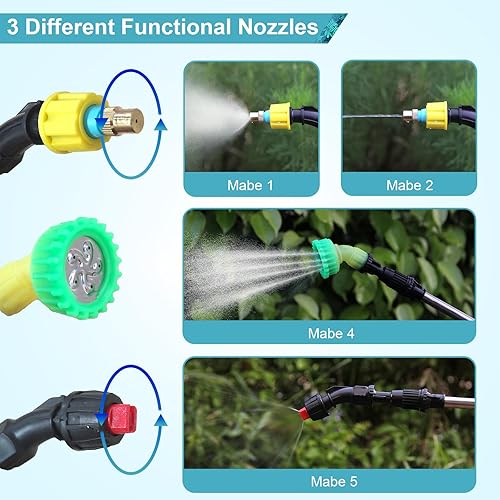 Miniatura 3 de SZHLUX Pulverizador a batería de 1.35 galones, pulverizador eléctrico mejorado con mango USB, varita telescópica, 3 boquillas de niebla y correa de