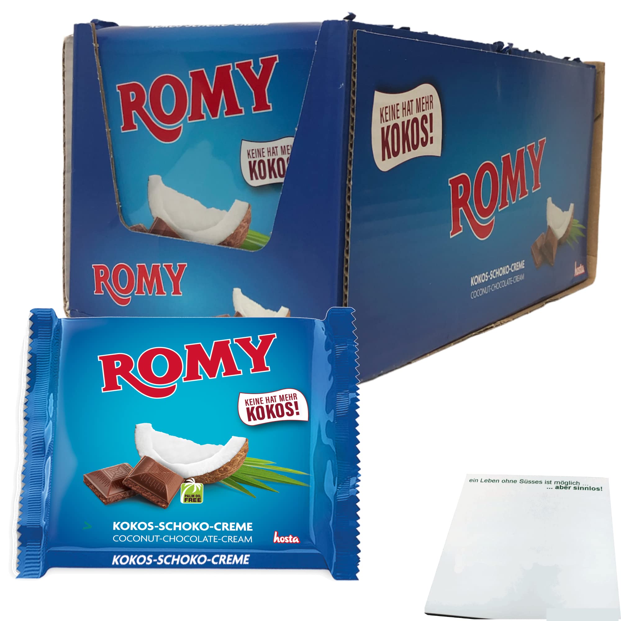 Romy Milchschokolade mit Kokoscreme Füllung 18er VPE (18x200gTafel) + usy Block