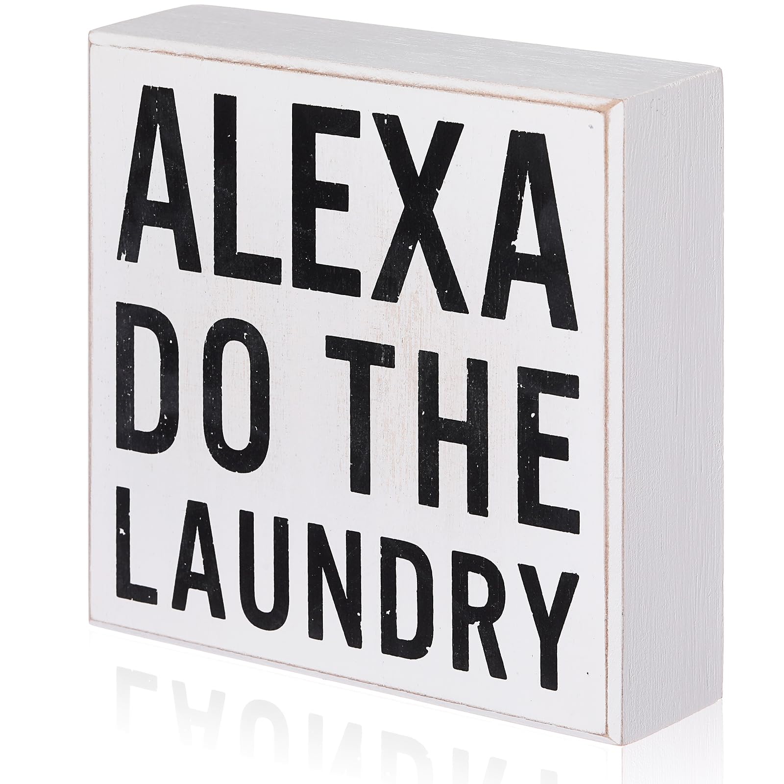 Classic Farmhouse Laundry Decor Funny Wooden Box Sign Rustic Laundry Black White Decorative Box Sign Plaque for Home