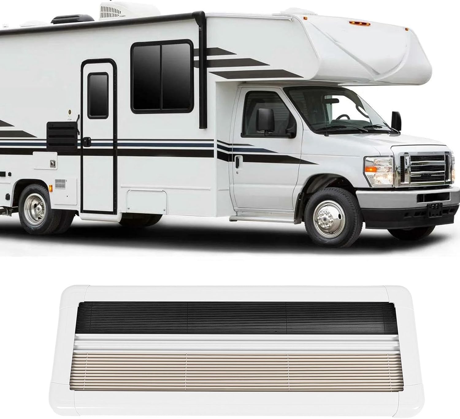 36x12in RV Pleated Blinds, Privacy Protection, Blocking, Durable ABS and Glass Fiber - Energy Efficient, Quiet Smooth Operation, Ideal for Van and Motorhome