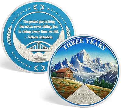 CHURYUML 3 Year Sobriety Coin Three Year Sobriety Chip Sobriety Gifts for Women Men Non-Religious AA Chips and Medallions Sober Affirmation Token Alcoholics Anonymous Addiction Recovery Gift