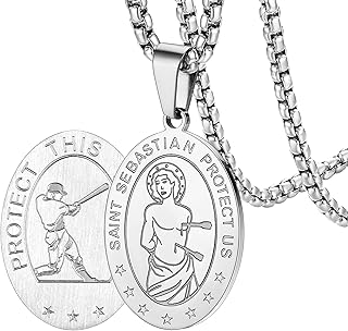 FaithHeart Saint Christopher/Florian/Sebastian Necklace for Men, Stainless Steel/18K Gold Plated St Christopher Necklaces Religious Amulet Pendant Christian Gifts for Men