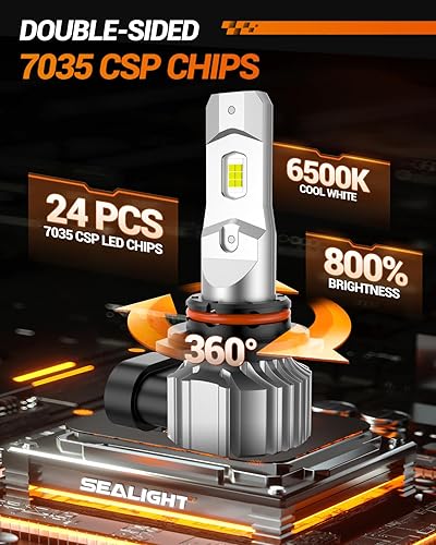 Vista 82 de SEALIGHT Bombillas LED antiniebla 5202 o DRL, 18000 lm, 800% brillo, 5202 5201 PS19W PS24W, bombillas LED antiniebla para automóvil, 6500 K blanco