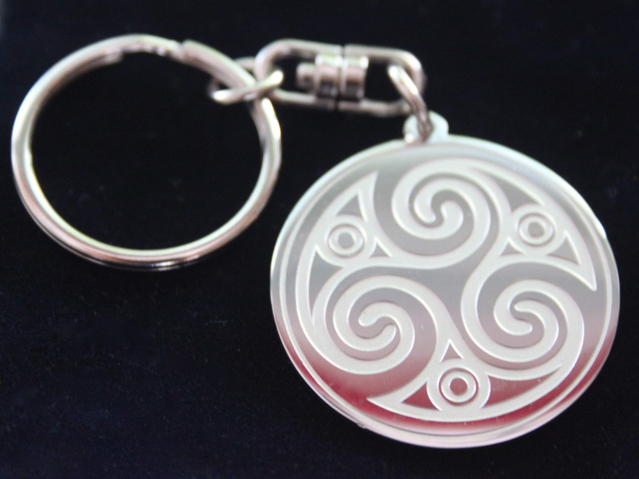 Sworldesigns Silver Triskele Triple Spiral Triskelion Keyring With Gift Pouch