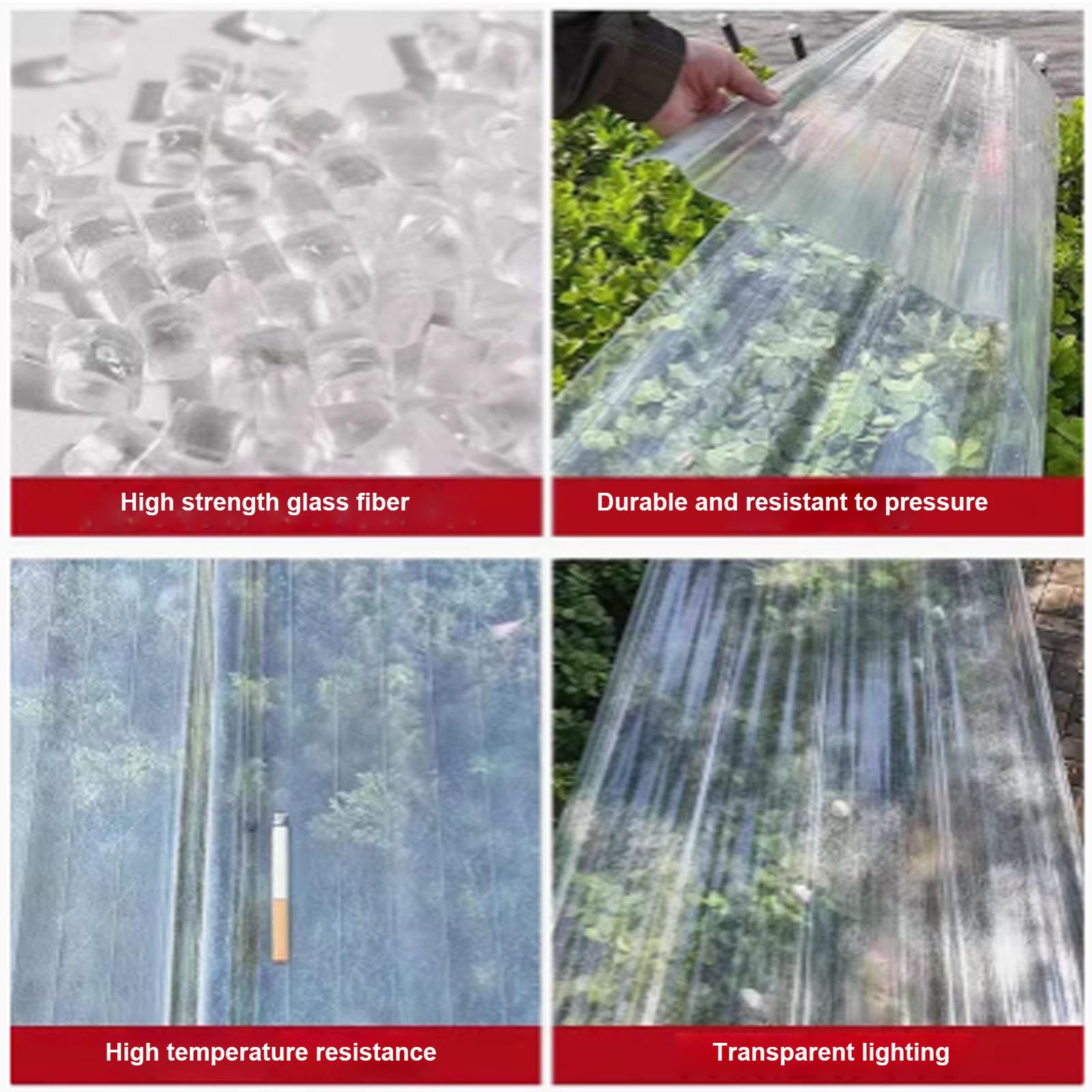 Fogli ondulati per tetti, 1,5 mm, trasparenti, in fibra di vetro, pannelli per illuminazione diurna, per edilizia, materiale di copertura, piastrelle per tetti impermeabili, facili da piegare e