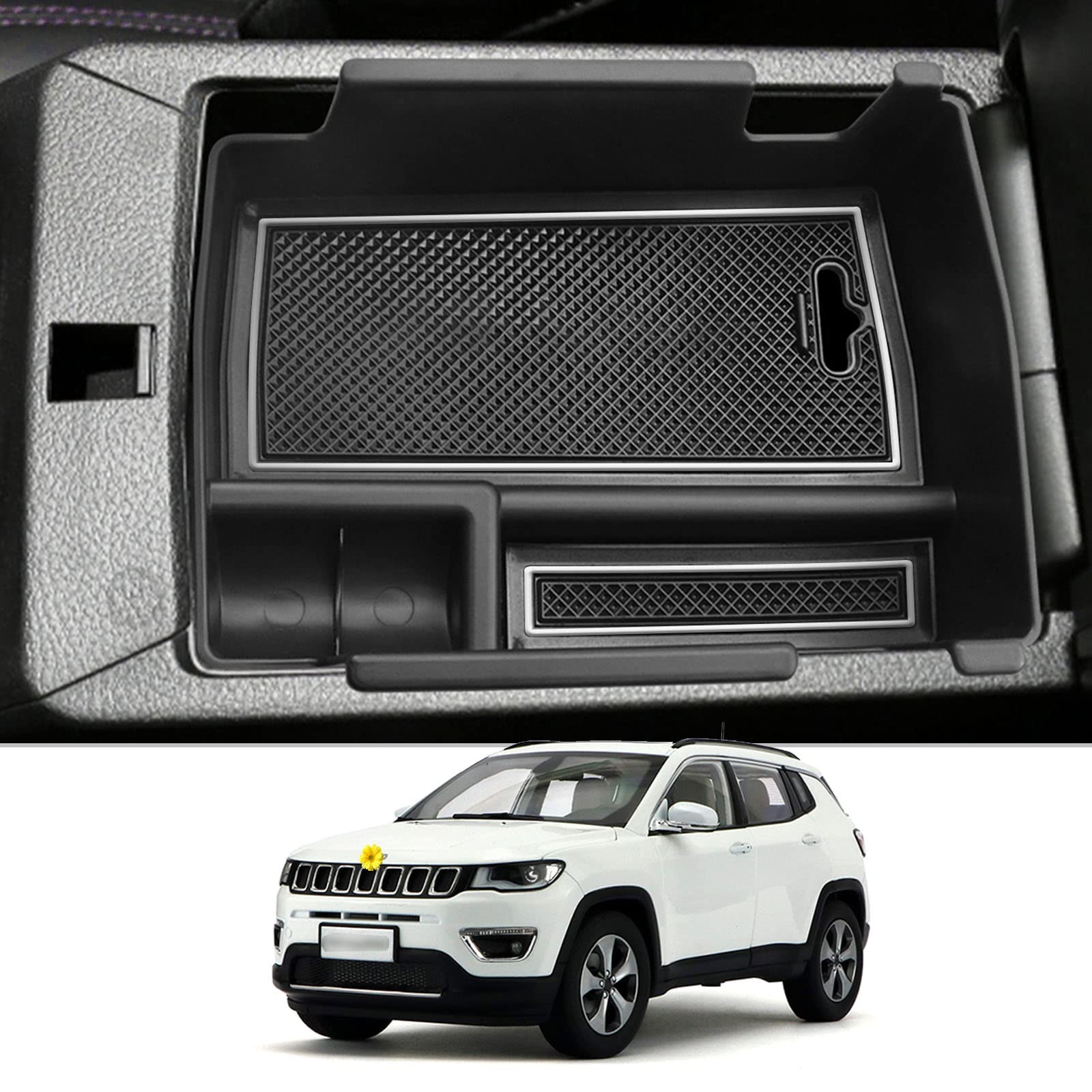 Organizer Per Bracciolo Jeep Renegade 2015-2024 - Con Tappetino Antiscivolo - Foto 12