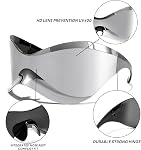 FEISEDY Lunettes de soleil futuristes Shield surdimensionnées pour femmes Hommes Alien Fashion Y2K Envelopper autour de Visor Lunettes de soleil nuances B9101