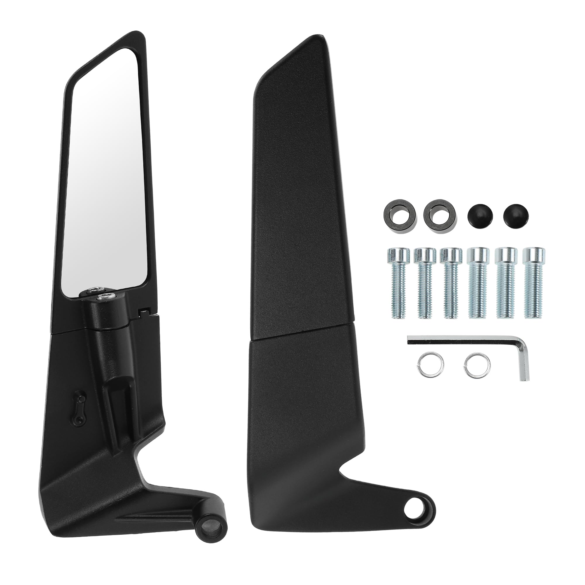 Specchietti Retrovisori 2 Pcs Moto Regolabili Universali | Nero Lega Alluminio Specchio 12.7x5cm Filettatura M8/M10 360° Regolabile Visione Chiara Design Poligonale