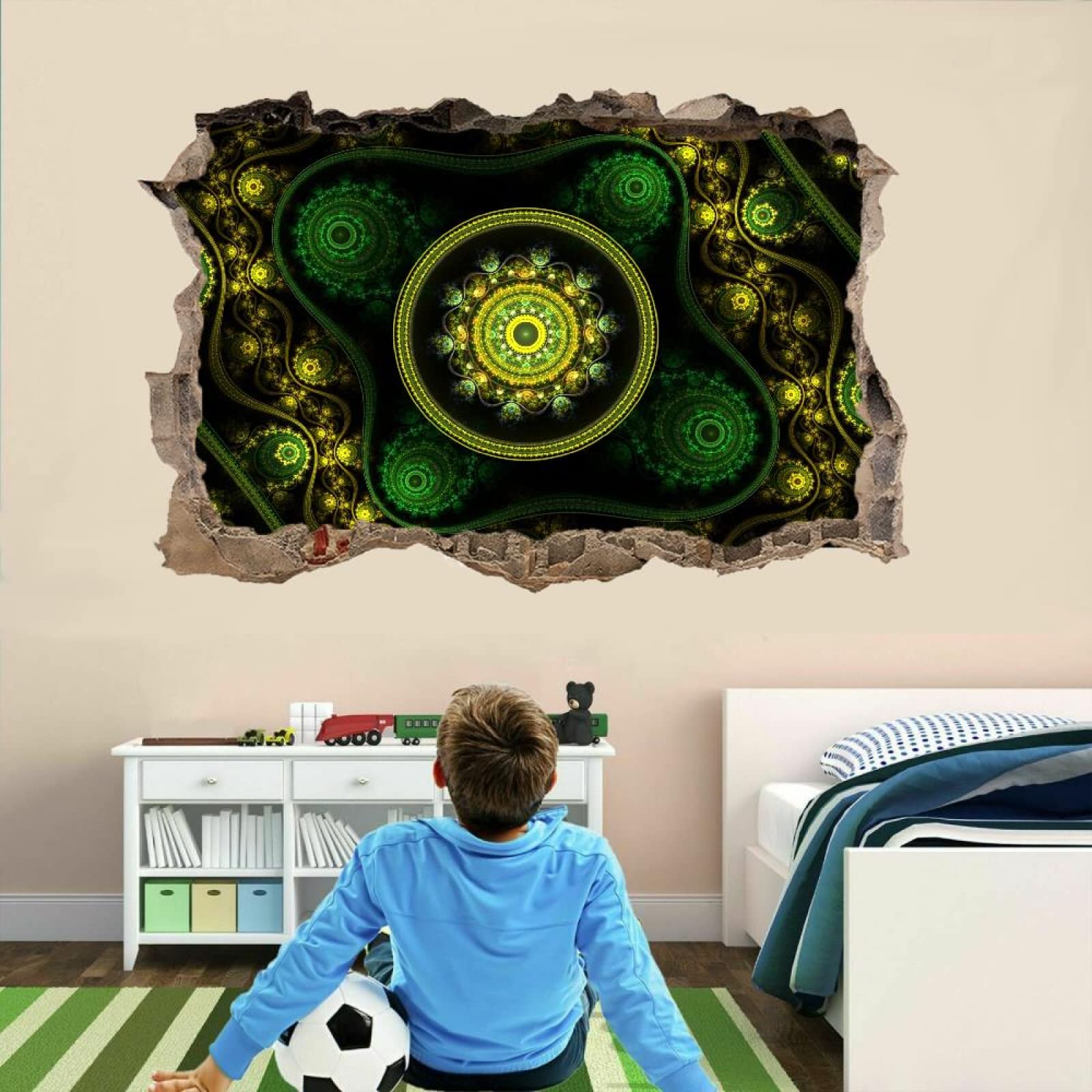 Blume 3D Wandtattoo Wanddurchbruch Wandaufkleber, Abstrakt Wandsticker Wanddeko Wandbilder, 120x80 cm Vinyl Wand Aufkleberfür Wohnzimmer Schlafzimmer Badezimmer Flur Küche Möbel Aufkleber