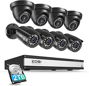 ZOSI 16CH 3K Lite Home Security Camera System,AI Human/Vehicle Detection,Night Vision,Remote Access,8pcs 1080p Outdoor Surveillance Cameras,16 Channel 1080P CCTV DVR with 2TB HDD for 24/7 Recording asin的图片