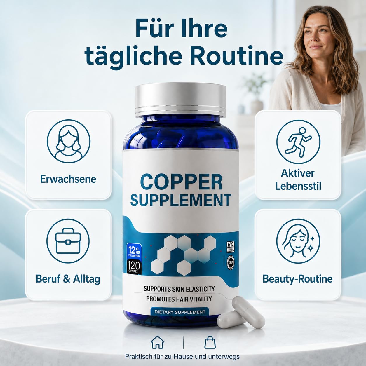Kupfer Bisglycinat Kapseln, Copper Supplement, 120 Stück | Hochwertige Chelat-Formel für Alltag, Ernährung und bewusste Mineralstoffversorgung