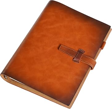 Doldurulabilir A5 deri not defteri, tekrar kullan labilir deri g nl k, vintage d zenleyici, 6 halkal  klas r, 120 sayfa,  izgili ka t ve  anta, yazarlar, i , i ,  niversite e itimi i in, a k