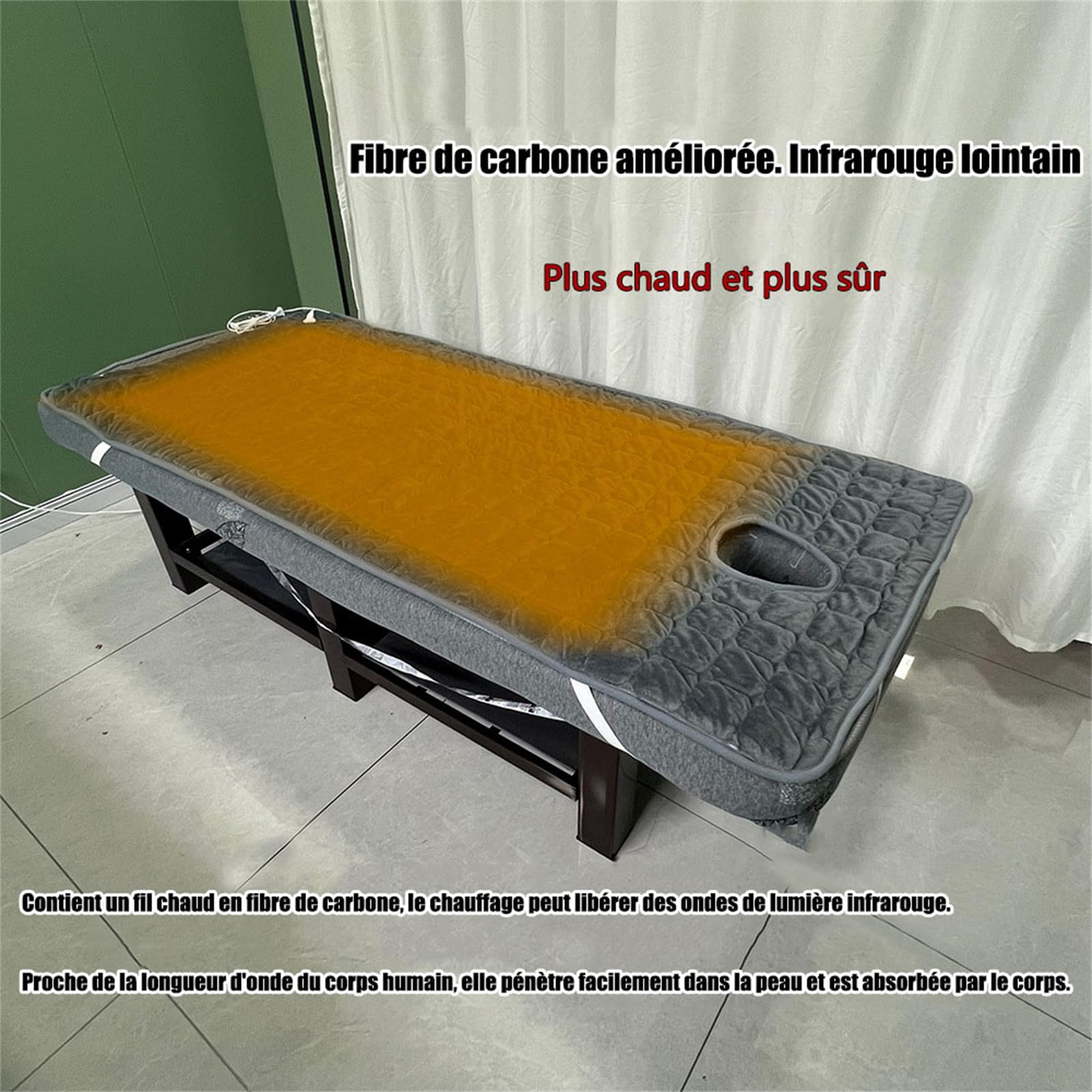 Chauffé Surmatelas Pour Table De Massage,Lash Bed Topper,Rembourrage De Lit Spa Avec Trou Respiration Bandes Élastiques,Couvre Matelas En Mousse À Mémoire Forme Pour Lit De Salon Beauté,180*80cm