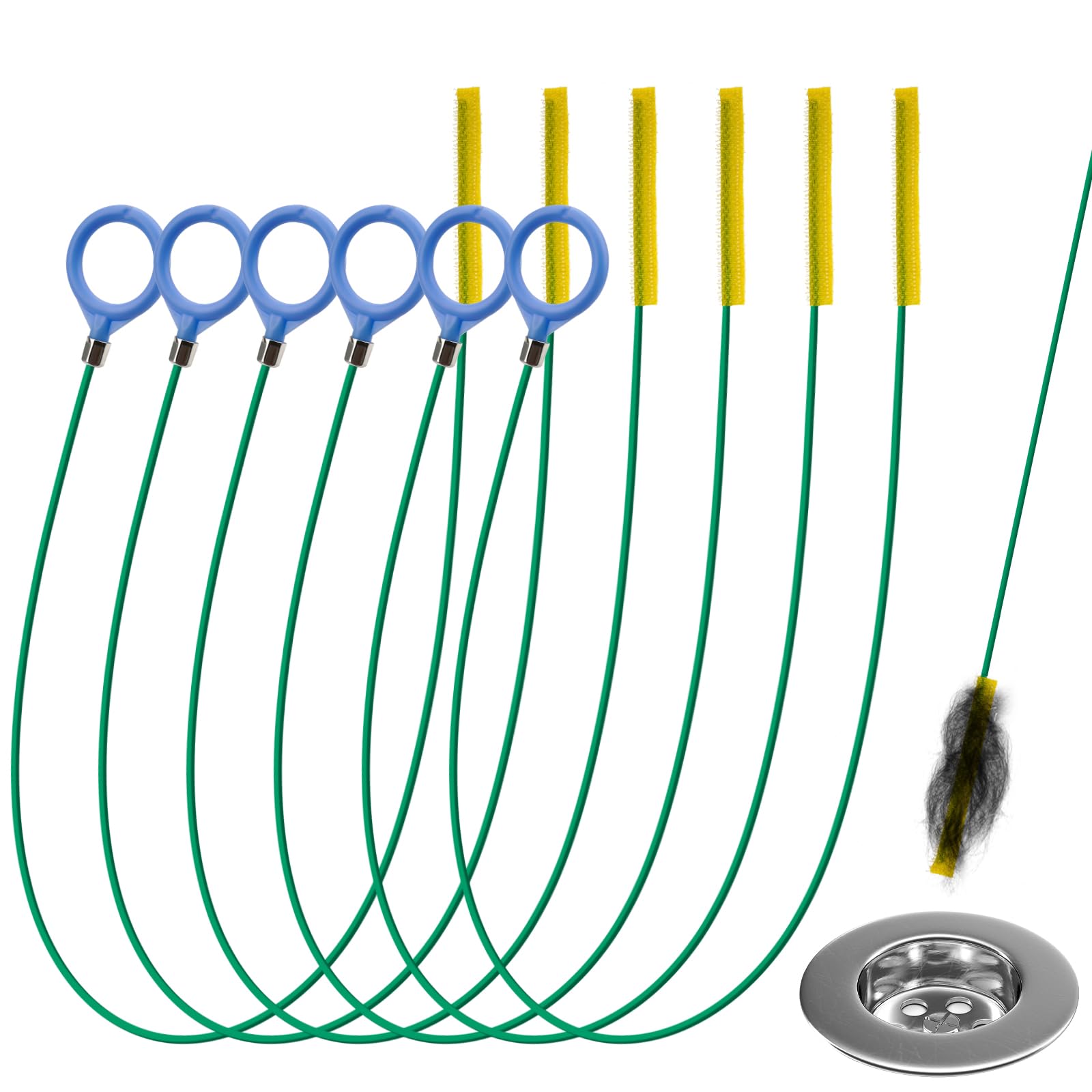 benlidoner 6 Pieces Drain Snake, 35 Inch Drain Unblocker Tool