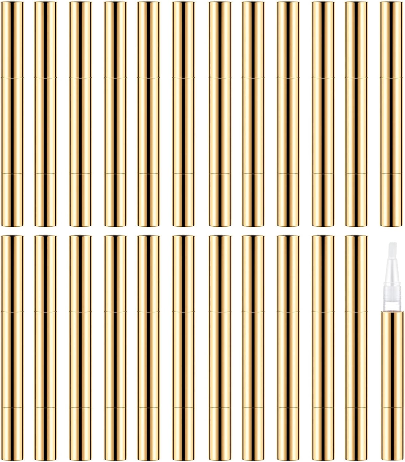 3ml Empty Nail Oil Pen with Brush, Twist Pen for Tooth Whitening, Gel Lip Gloss Container, Eyelash Growth Liquid Tube(Golden, 24 PCS)