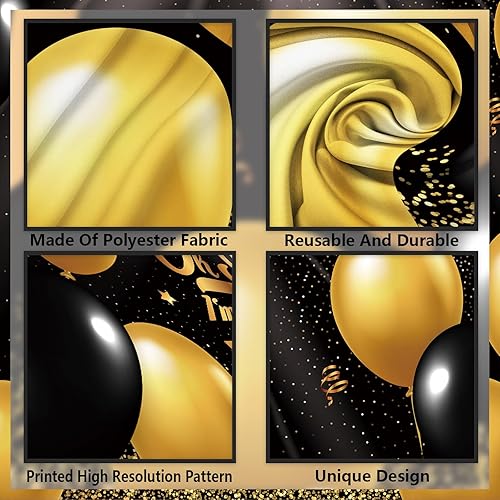 Miniatura 3 de Oh S*hit I'm 21st Banner telón de fondo negro dorado globos corona confeti Hallo Quince Cheers to 21 años decoración temática decoración para hombre