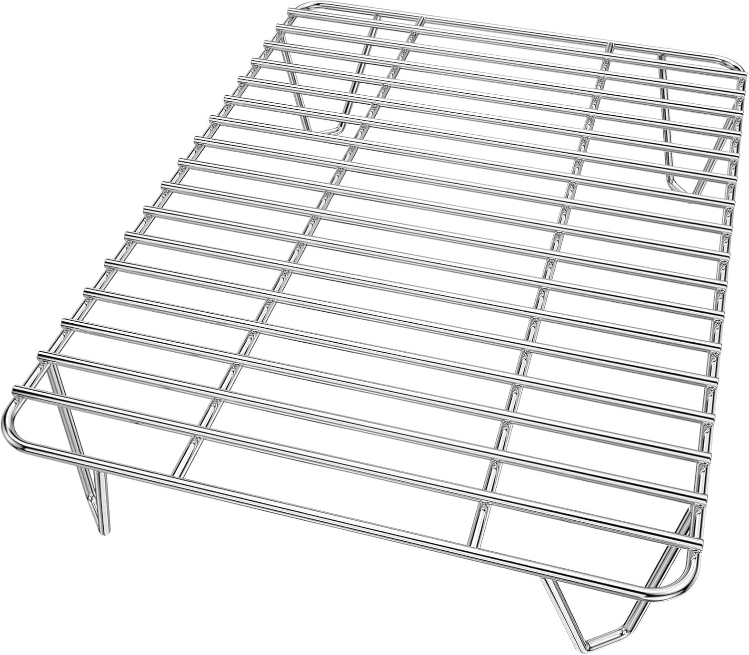 GRISUN Universal Grill Rack for Gas/Wood Pellet/Griddle/Smoker Grill, Warming Rack for Expand Cook Surface, Upper Rack with Foldable Leg Design, Chrome Plated Steel