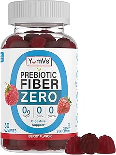 Prebiotic Fiber Zero Gummies, Keto Friendly Sugar Free Supplement, 4 g Fiber for Digestive Support, Natural Berry Flavor Chewables for Women & Men, 60 Count