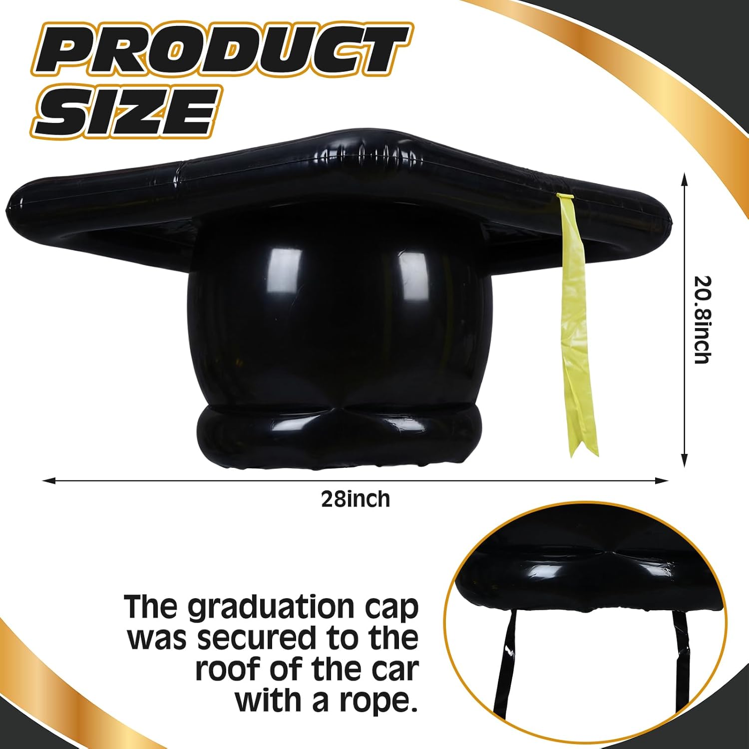 37 Pcs 2026 Graduation Car Decoration Kit Large Inflatable Graduation Cap Car Decor Gold Foil Number Balloons Washable Marker Chalk Pens for Class of 2026 High School College Grad Parade