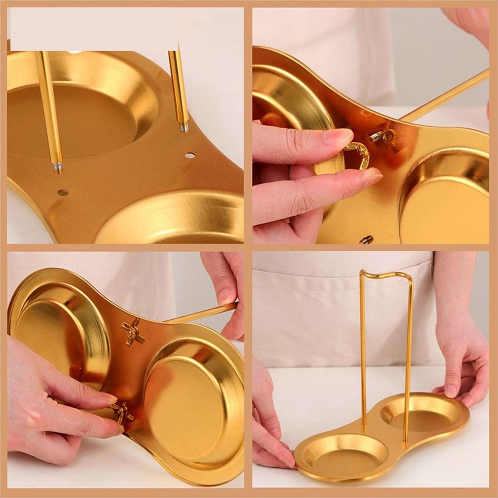 2Pcs Edelstahl Topf Deckel Rack Abnehmbare Pan Abdeckung Regal Multifunktionale Spachtel Halter Löffel Stehen Küche Zubehör für Kochlöffel, Schöpfkellen(Rose gold)