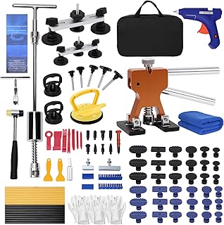 139pcs Dent Puller Kit, Paintless Dent Removal Kit for Dent Repair, Car Dent Repair Kit with Golden Lifter, Bridge Puller, Slide Hammer T-Bar, Car Dent Puller for Car Refrigerator Door Ding Repair