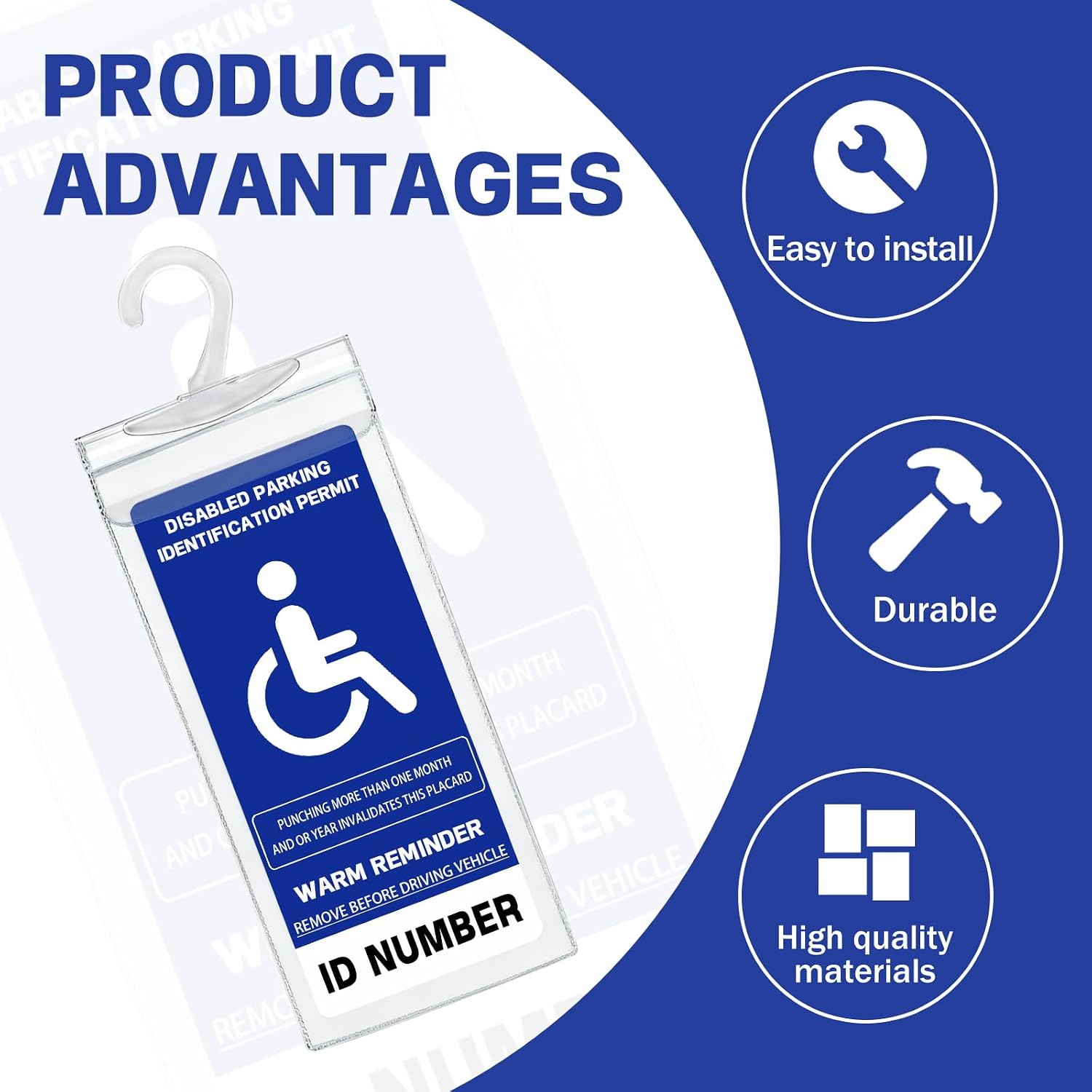 2 PCS Handicap Placard Holder, Ultra Clear Transparent Plastic Disabled Parking Permit Protector Sleeve with Large Hanger for Auto Car image 4