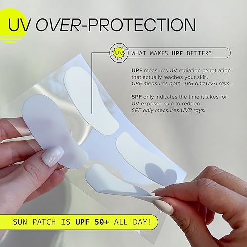 Miniatura 6 de Sun Patch, Parches reutilizables de protección solar para debajo de los ojos, 100% silicona para protección UV, calcomanías faciales con UPF 50, 1