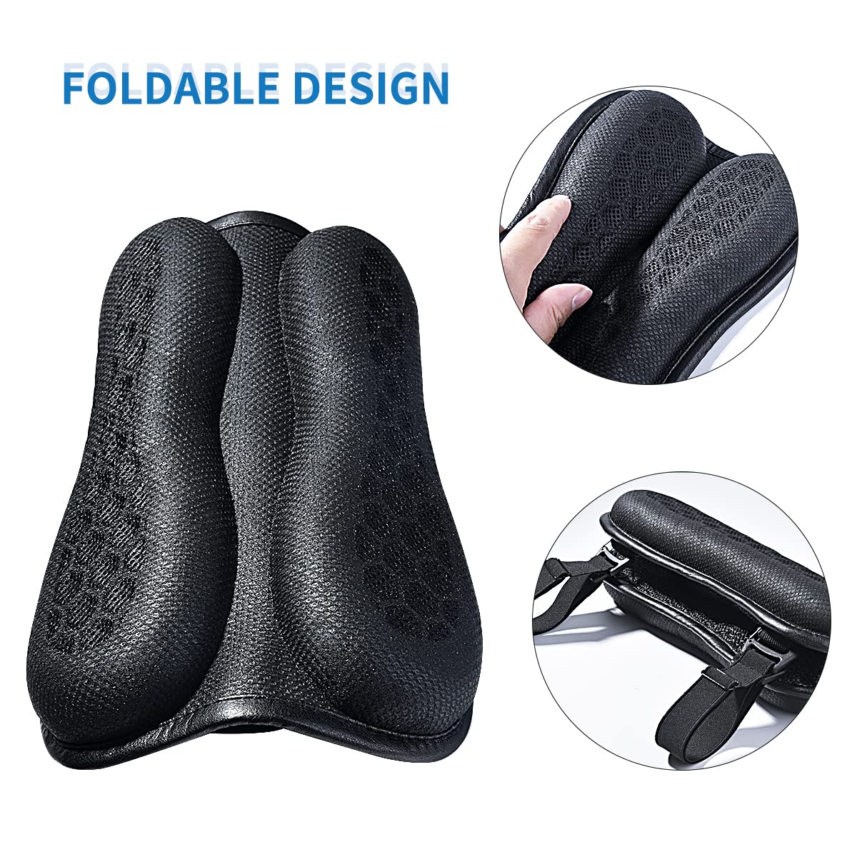 ELCYCO Foldable Motorcycle Seat Cushion,High Elasticity Gel 3D Honeycomb Comfortable Breathable Shock Absorption for Long Ride Seat Cover