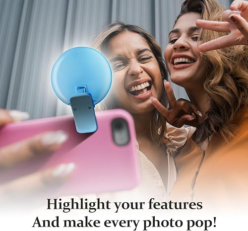 Miniatura 10 de Paquete de 2 luces para selfie para teléfono, mini luz de brillo ajustable con 3 modos de iluminación3 niveles de brillo, 2-3 horas, anillo de luz