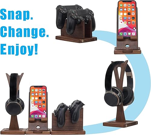 Miniatura 2 de Regalo de jugador para esposo novio, organizador de controlador ajustable con soporte para auriculares, soporte giratorio para teléfono y soporte de