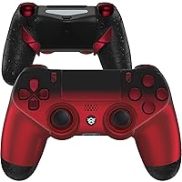 Vista 6 de HEXGAMING NEW EDGE Wireless Controller Compatible with ps4-4 Back Buttons, 6 Profiles, Hair Triggers, Swappable Thumbsticks - Black Red