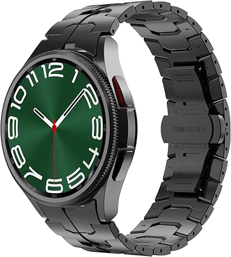 FULLIFE Compatible con Samsung Galaxy Watch 6 Classic Band de 1.772 pulgadas Galaxy Watch 6 5 4Watch 4, acero inoxidable clásico metal con cierre