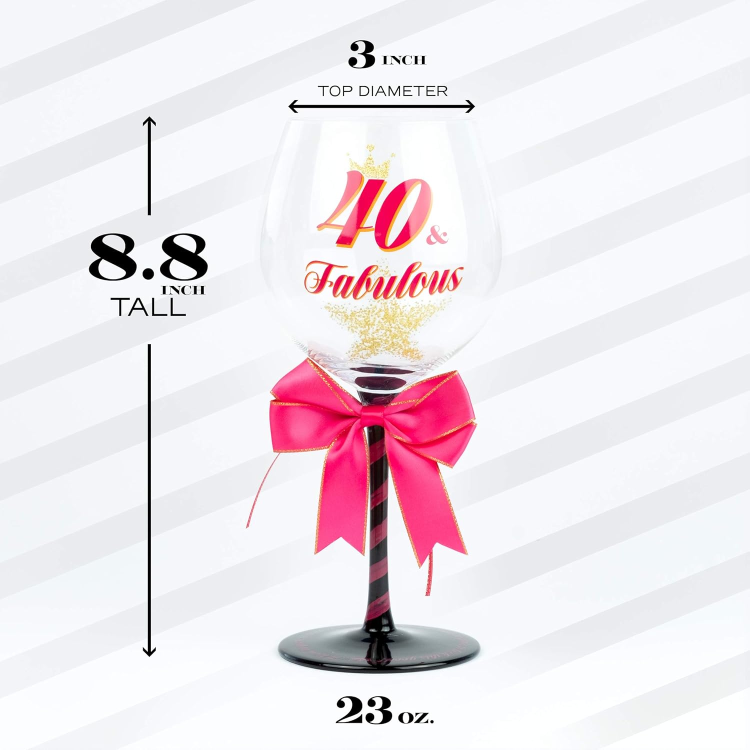 40 and Fabulous Birthday Wine Glass for Women | Fun Gift for Woman Turning Forty Years Old | Mom, Best Friend, Aunt, Sister, Cousin, Co-Worker | Big 23 oz, 8.8 Inch Tall Wine Glass
