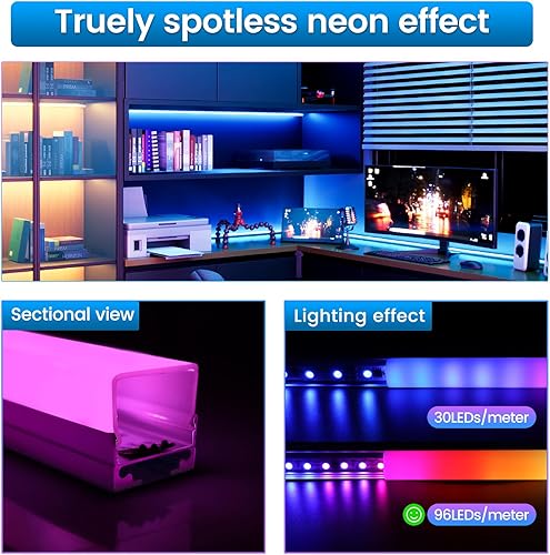 Miniatura 2 de Muzata Paquete de 10 canales LED de 3.3 pies3.3 ft con efecto de iluminación impecable, cubierta difusora esmerilada de 0.669 in, pista de perfil de