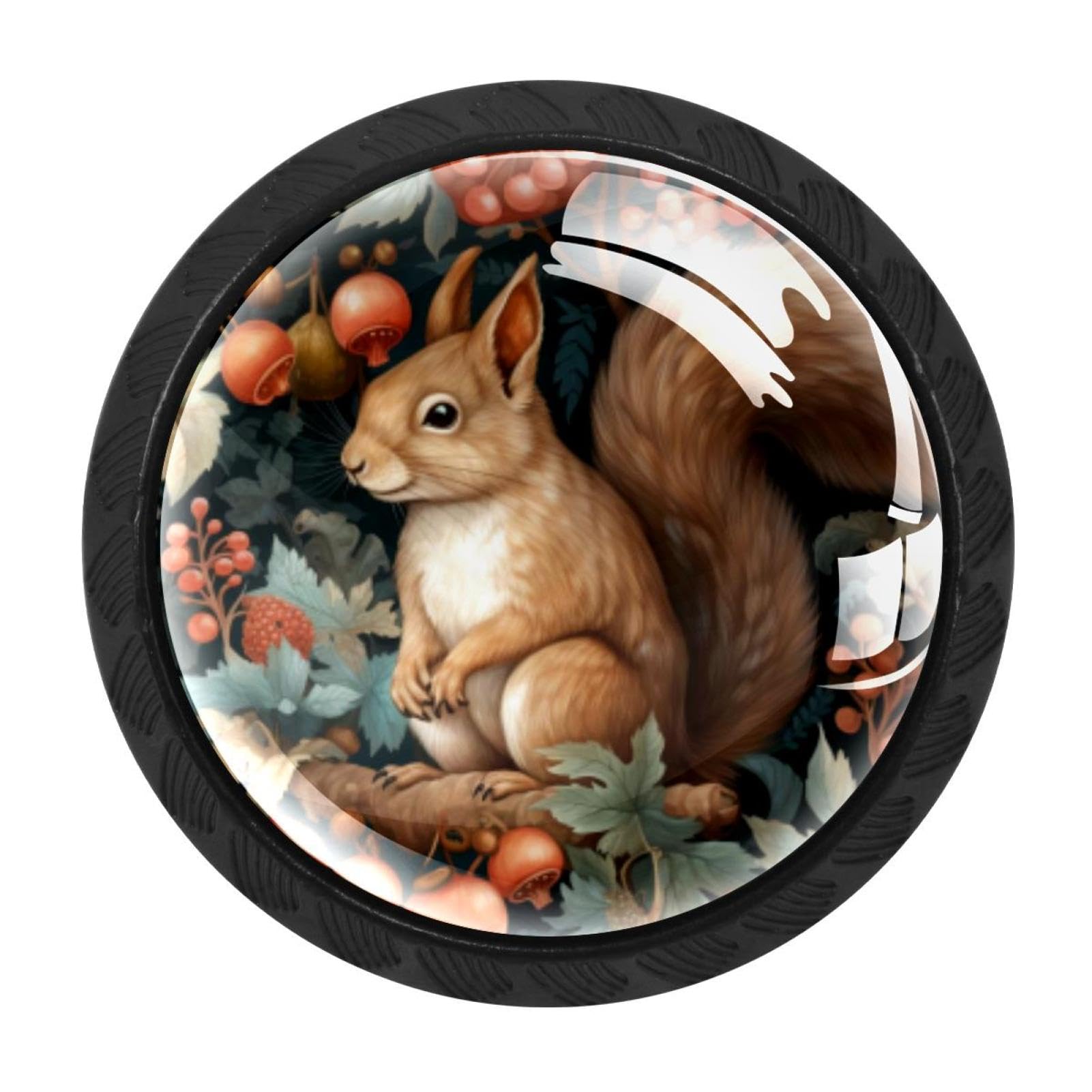 CHENZZZZ 4 Pieces Squirrel Drawer Knobs, 35mm Black Cabinet Knobs, Drawer Pulls and Knobs, Dresser Drawer Knobs, Cabinet Hardware Kitchen Cabinet Knobs