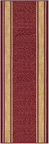 Miniatura 8 de Tapete para escalera o pasillo, con parte trasera de hule, antiderrapante, con diseño de medallones persa color rojo, a medida, de 22 o 31 pulgadas