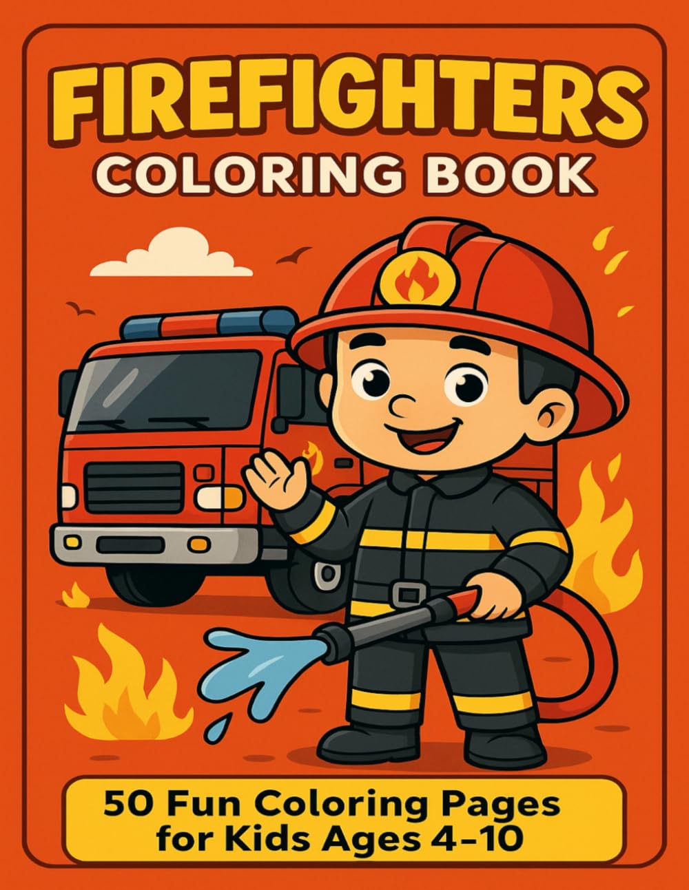 Firefighters Coloring Book: Pictures of Fire Fighters, Fire Trucks and Fire Extinguishers for Children to Color In