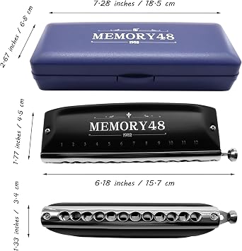 Chromatic Harmonica Chromatic Mouth Organ Harp Performance Armonica with Slider and Value Key of C 12 Hole 48 Tone Professional Music Instrument Gift