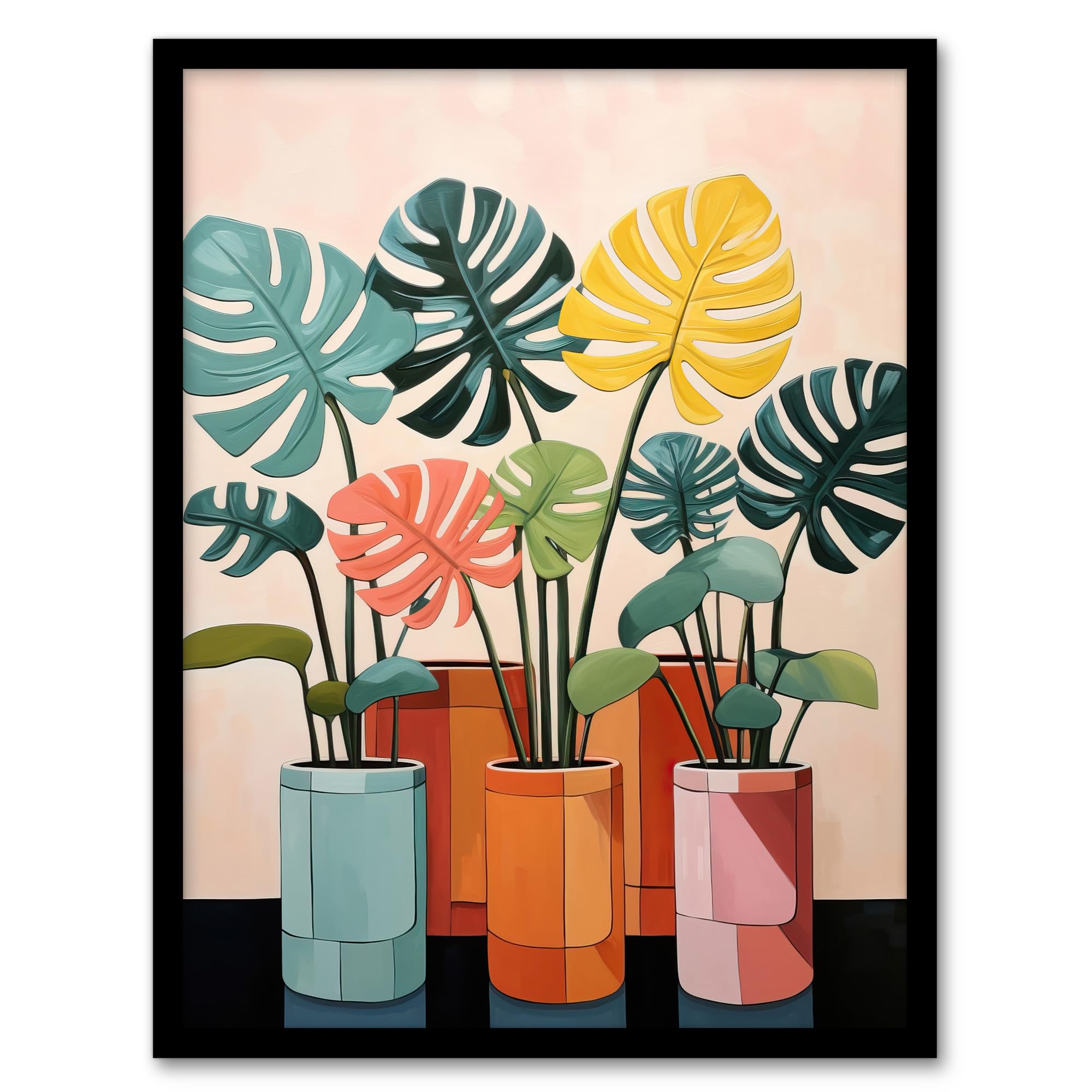 Wee Blue Coo Monstera Fanfare House Plant Nursery Artwork Framed Wall Art Print A4