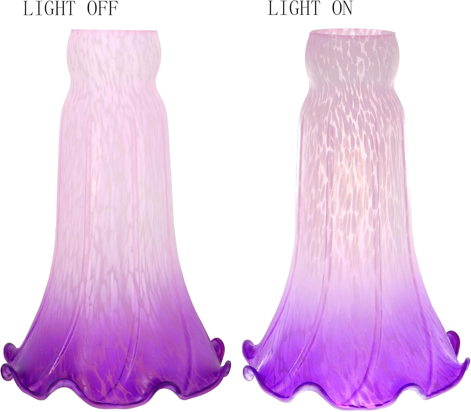 Lily Flower Glass Lampshade Replacement, 3 Pack,Tulip Style Table Floor Lamp Shade Replacement 4.2" x 4.2" x 6.7" (Pink Purple)