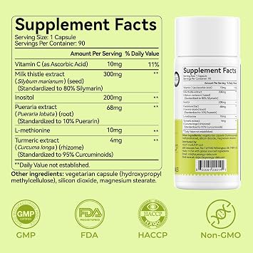 OxyEnergy Silymarin Milk Thistle 300mg Extract with Vitamin C, Inositol & Pueraria, Liver Detox & Repair Support, Antioxidant Support,90 Capsules,Pack of 2