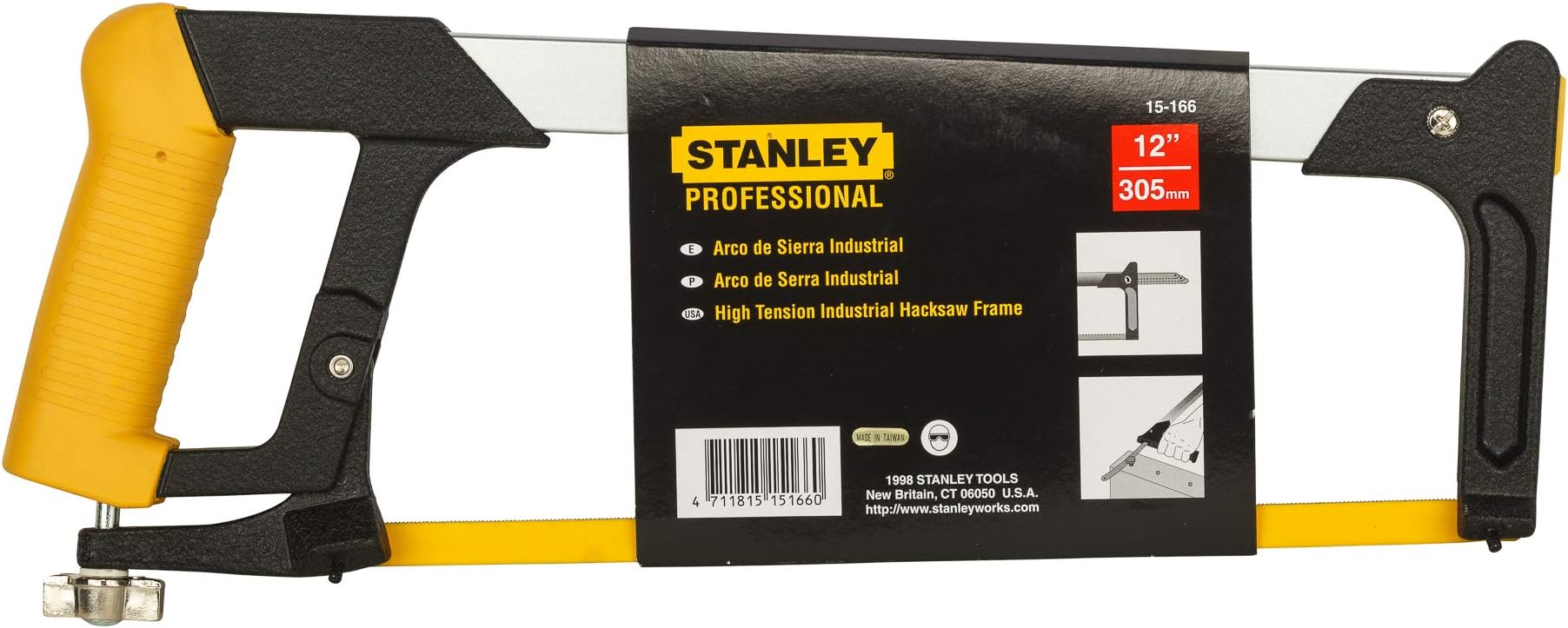 STANLEY 15-166 305mm/12'' Steel Frame Hacksaw (Yellow & Black)