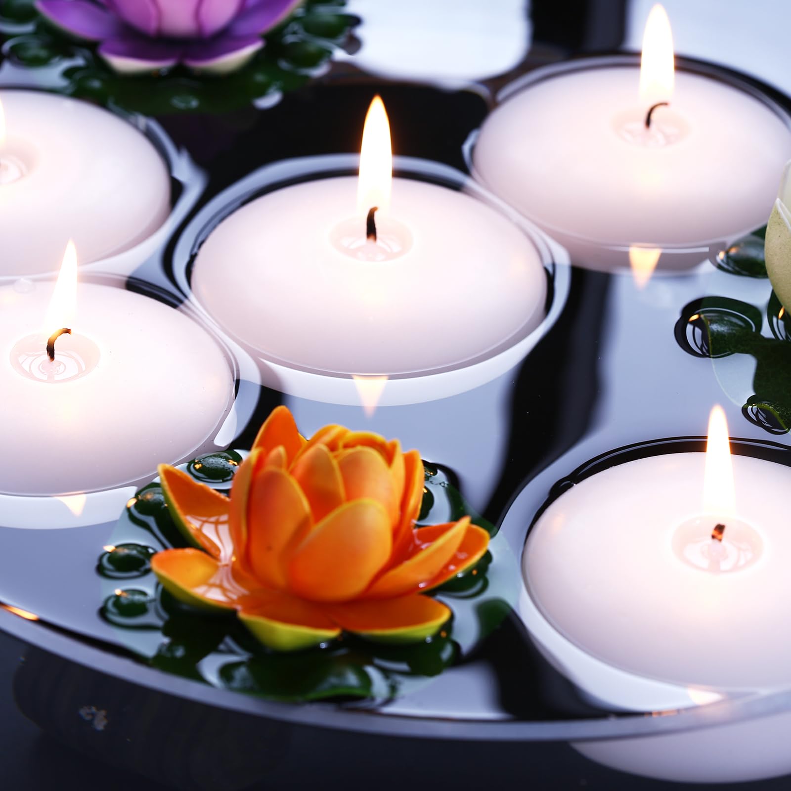 Confezione da 24 candele galleggianti, 7,6 cm, bianche, non profumate, candele brucianti in cera antigoccia, per matrimoni, feste, vasi cilindrici e decorazioni per la casa