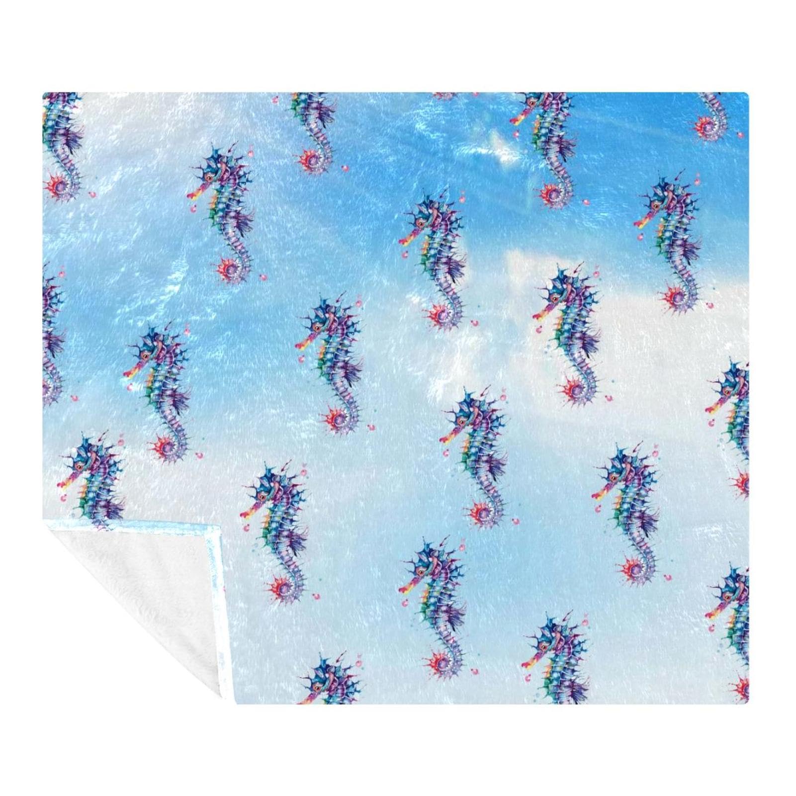 Couverture polaire en microfibre Seahorse 150x200 cm douce pour lit et canapé
