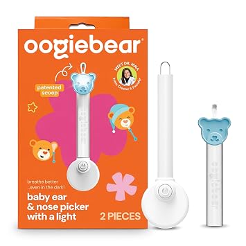 oogiebear Brite - Baby Nose Cleaner and Ear Wax Removal Tool. Baby Gadget with Nighttime LED Light. Safe Snot Booger Picker for Newborns, Infants & Toddlers