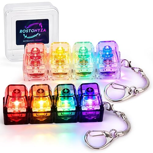 2 Pcs 4-in-1 Glow Keyboard Fidget Toy, Fidget Clicker Keyboard